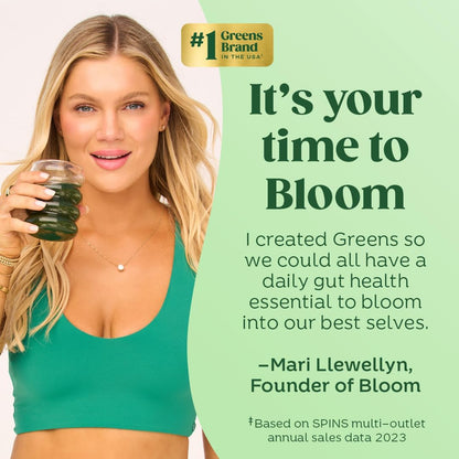Bloom Nutrition Superfood GreensPowder, 30 Servings | DigestiveEnzymes with Probiotics and Prebiotics,Gut Health, Bloating Relief for Women,Chlorella, Green Juice Mix
