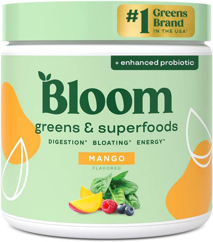 Bloom Nutrition Superfood GreensPowder, 30 Servings | DigestiveEnzymes with Probiotics and Prebiotics,Gut Health, Bloating Relief for Women,Chlorella, Green Juice Mix