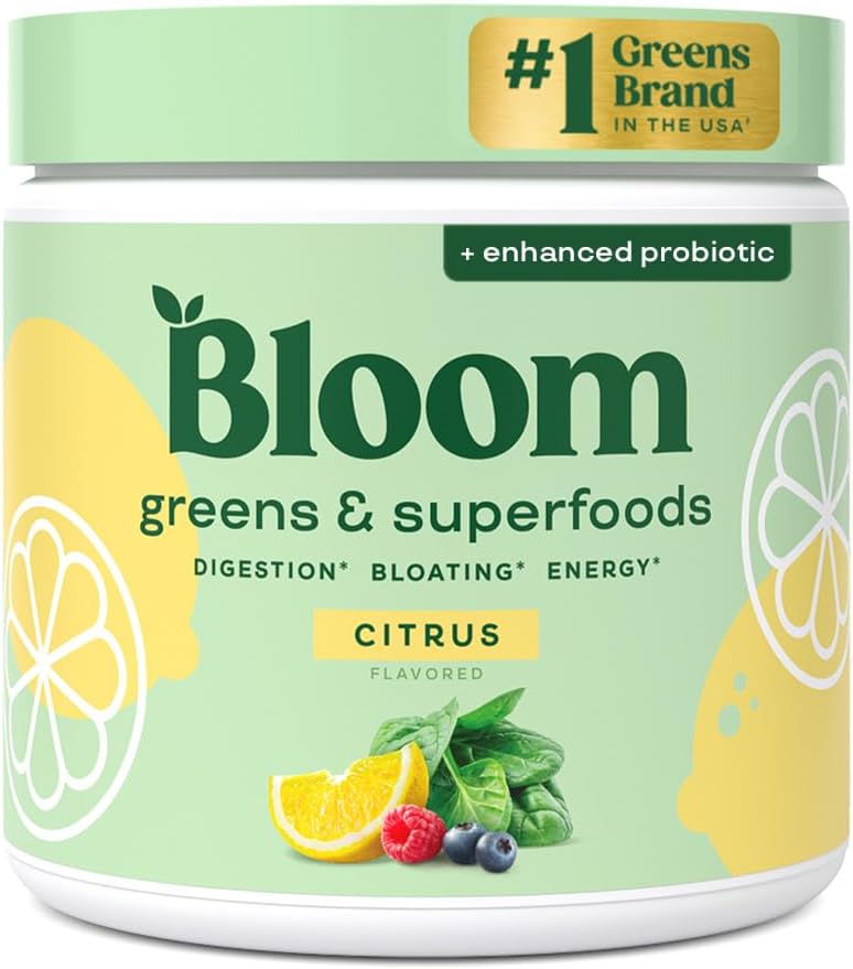 Bloom Nutrition Superfood GreensPowder, 30 Servings | DigestiveEnzymes with Probiotics and Prebiotics,Gut Health, Bloating Relief for Women,Chlorella, Green Juice Mix