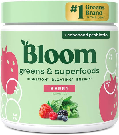 Bloom Nutrition Superfood GreensPowder, 30 Servings | DigestiveEnzymes with Probiotics and Prebiotics,Gut Health, Bloating Relief for Women,Chlorella, Green Juice Mix